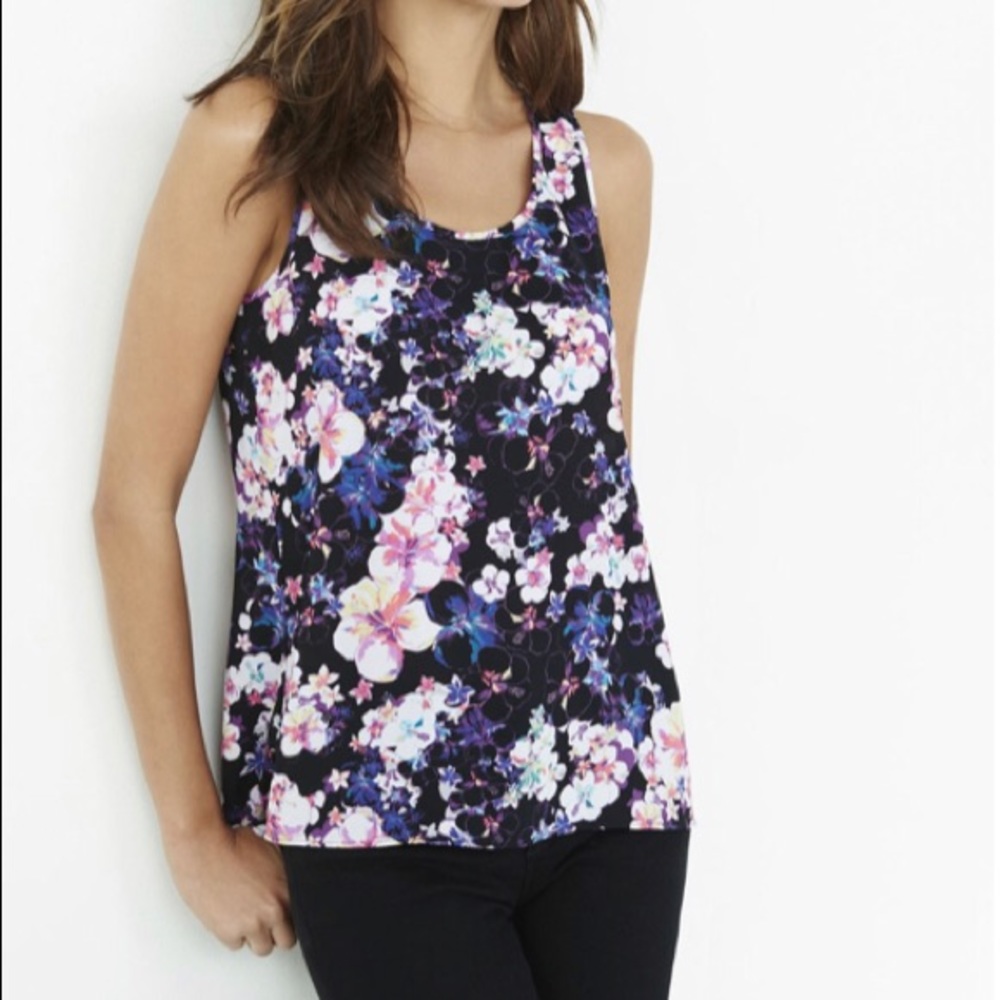 Express floral split back tank